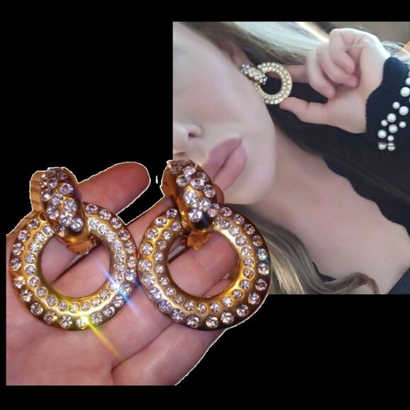 CHANEL Jewelry - Chanel LARGE Vintage Strass Crystal Clip On Earrings
